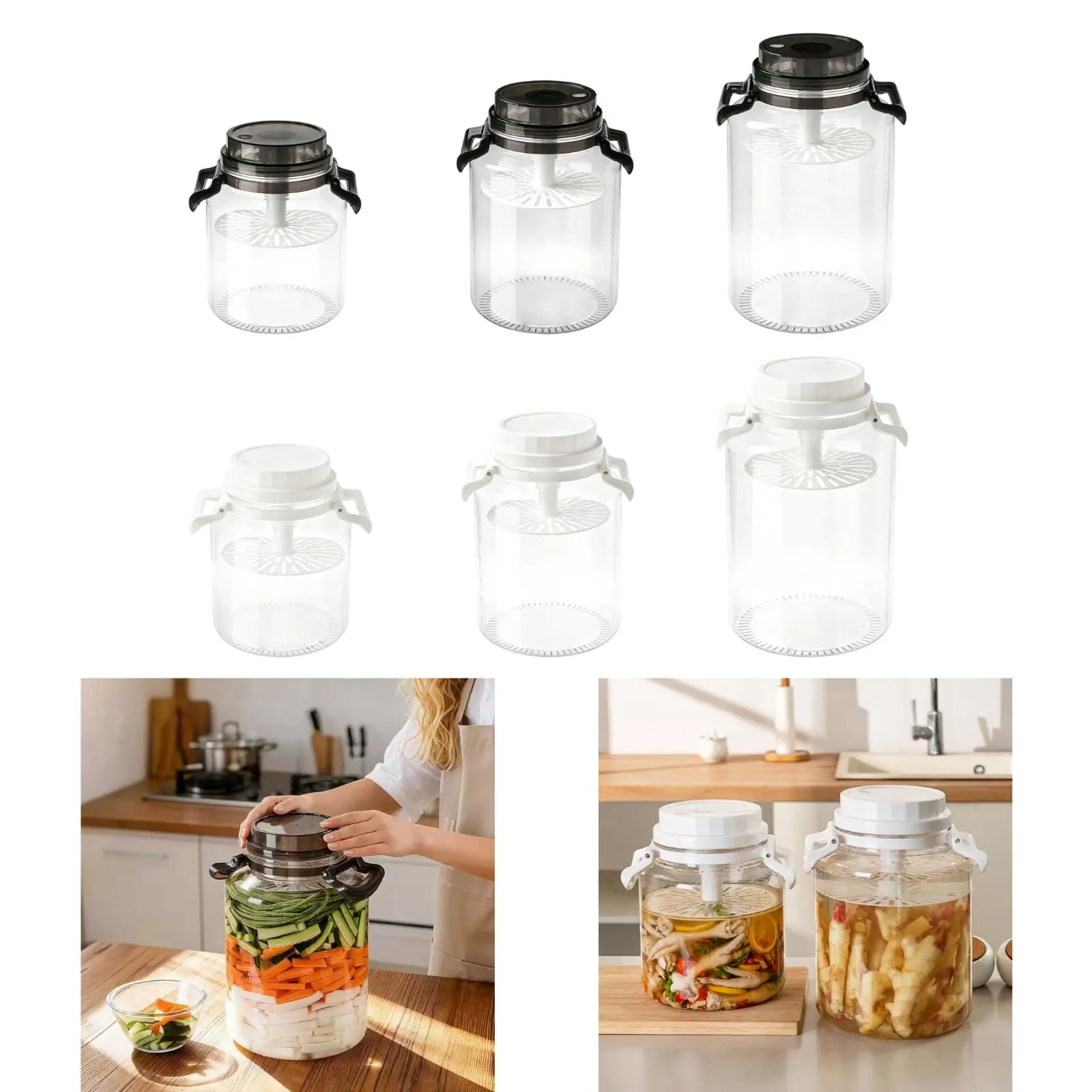 

Pickle Jar Fermentation Bottle Kimchi Container Accessories Food Storage Box for Camping Office Countertop Kitchen Household