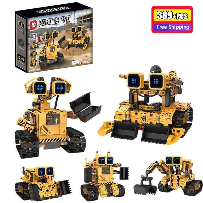 

389PCS 5-in-1 Programming Robot Building Blocks Engineering Mechanical Car Bricks Set Educational STEM Toy for Kids