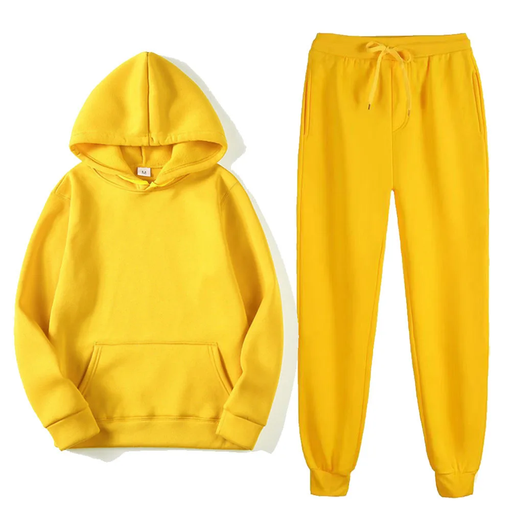 Mens Hoodie  Pants Set Winter Fleece Lined Warm Stylish Color Block Casual Sportswear  In Stock