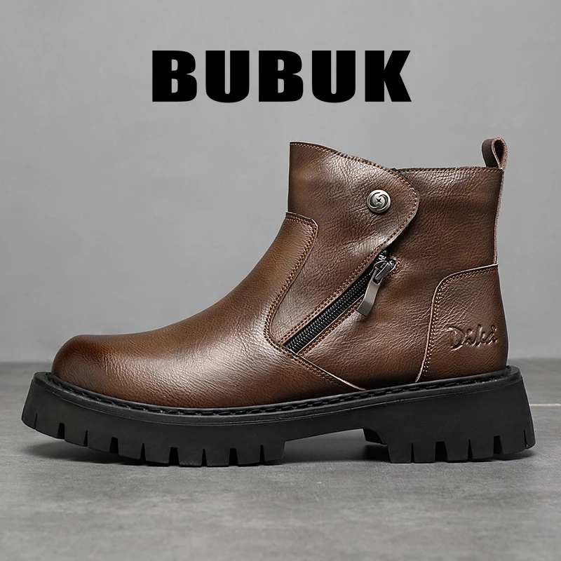 

Bubuk Trendy Men's Shoes Fashionable Casual Boots Versatile Business Formal Men's Shoes Ankle Boots with Zipper Design Suitable for Daily Casual Office Wear, Casual Trendy Men's Boots