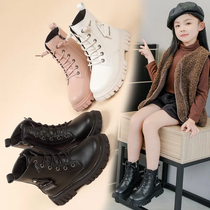 

Girls' Boots 2025 Autumn New Style British Style Kids Fashion Casual Ankle Boots Comfort Anti Slip Girls Leather Boots Zapatos