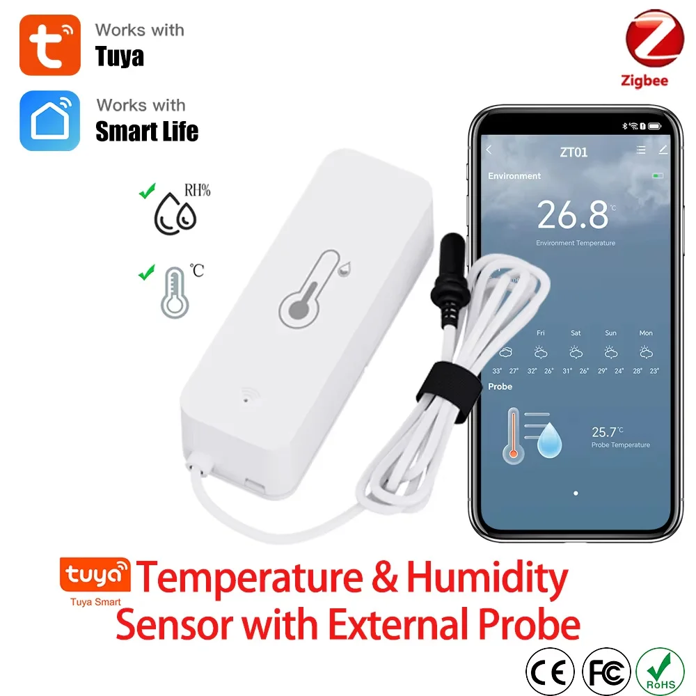 Tuya Zigbee Temperature and Humidity Sensor APP Remote Control For Smart Home Ork With SmartLife Yandex Alexa image 2