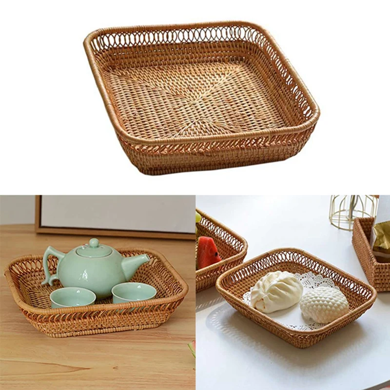 

KEKA тканая корзина для хранения, корзина для хлеба из ротанга, корзина с фруктами, сервировочные корзины для дома, кухонный стол, органайзер для конфет и мелочей