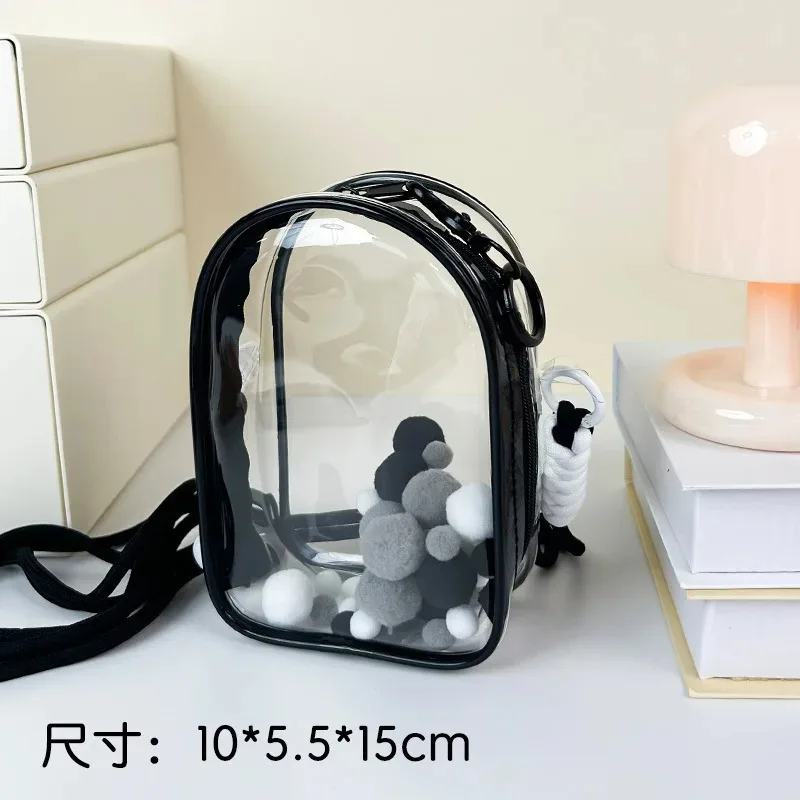 Functionele transparante beschermhoes Outdoor-displaytas voor 17 cm Labubu-accessoires met sleutelhanger Doll Organizer Box