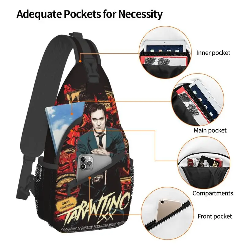 Quentin Tarantino Film Sling bolso de pecho cruzado para hombres, mochila de hombro fresca para viajar