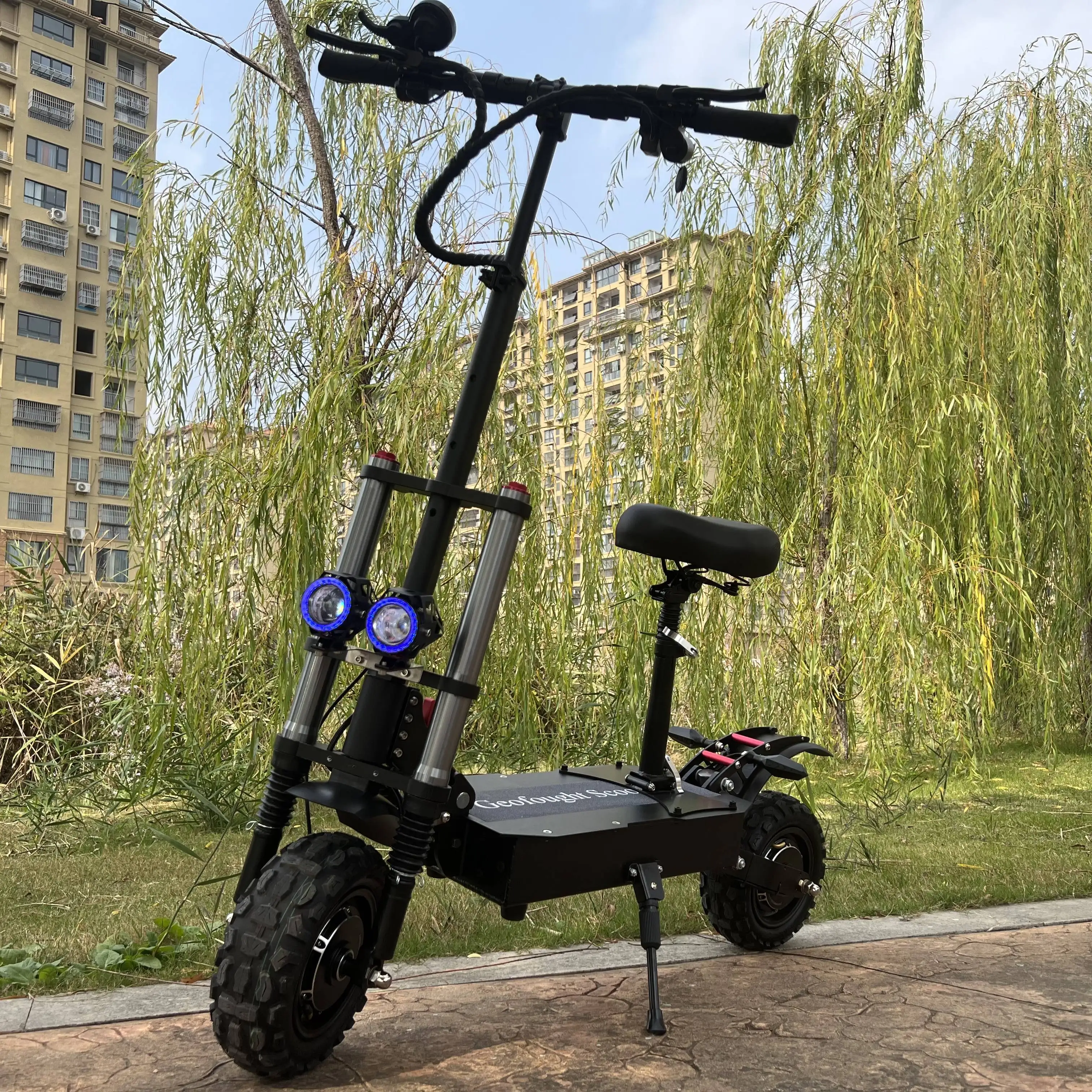 

Geofought New Design 60V 5600W 30AH Battery Escooter 11inch Fat Tire Foldable Off Road Electric Scooter with Seat For Adult