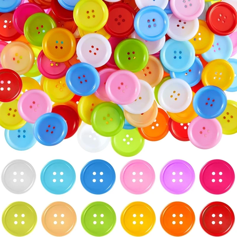 10/15/20/25/30mm Colorful Plastic Sewing Button Round 4-Holes Button for Clothing Sewing Accesso DIY Crafts Scrapbook Ornament