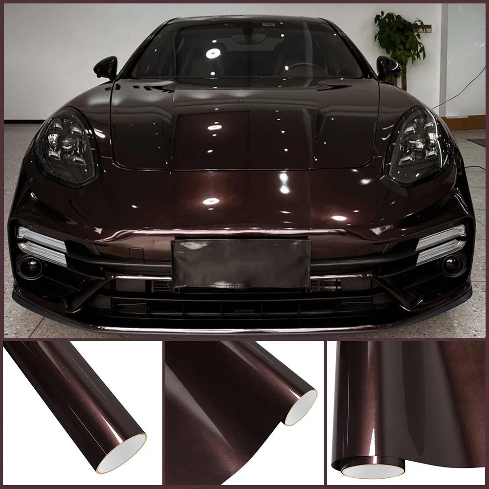

PET Mahogany Metallice Auto Vinyl Wrapping Film Self-adhesive Waterproof Scratch Resistant Decal Motorcycle Car Decoration Film