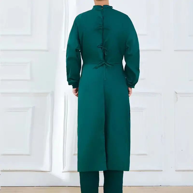 Surgical Gown Pure Cotton Dark Green Long-sleeved Thickened Medical Surgical Gown Operating Room Doctor Wears Isolation Gown