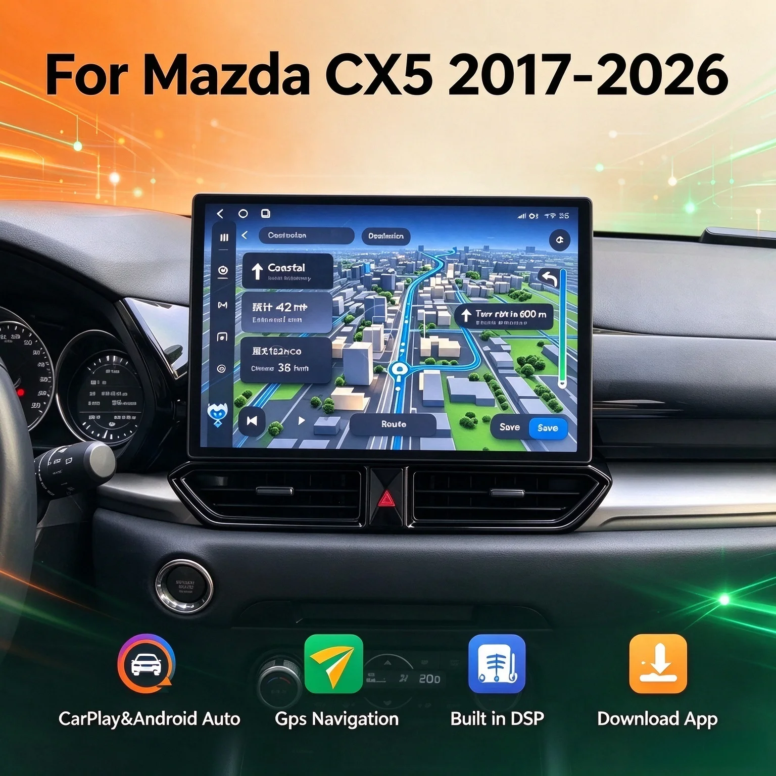 13INCH Android 15 QLED Video Multimídia Player Carplay Car Radio For Mazda CX5 2017-2026 RDS BT Dual System Navigation Stereo