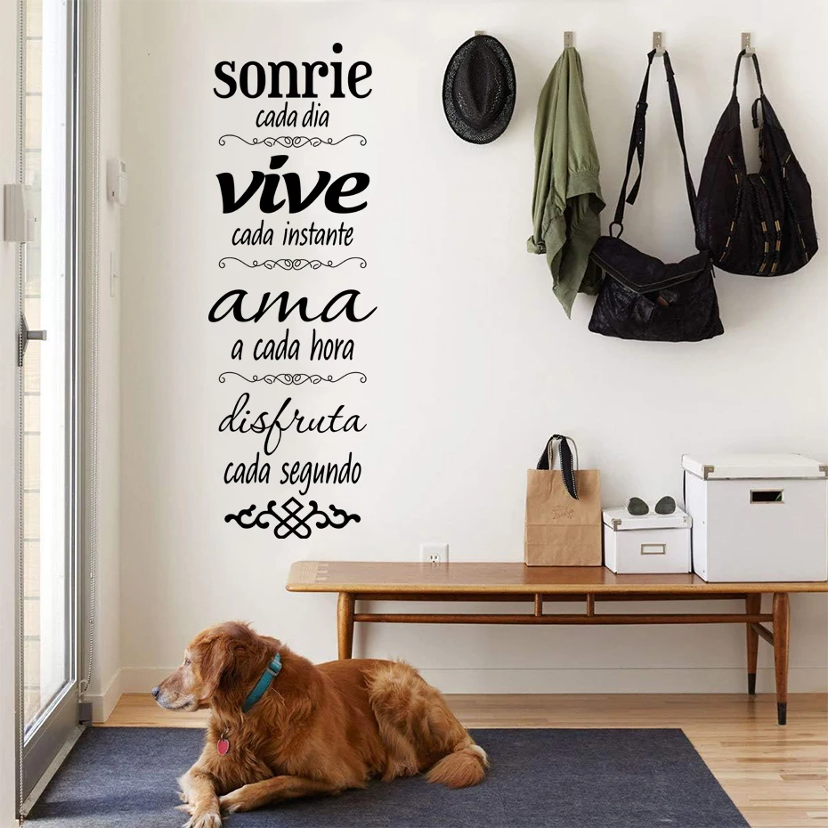 Sonrie Vive AMA Wall Stickers Spanish Vinyl Verses Decal Home Decor Family Rules Wall Decals Wall Art Sticker Sayings Words Quot