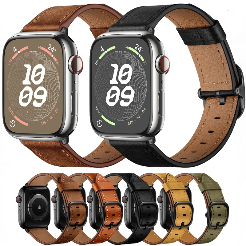 

Premium Leather Strap For Apple Watch 10 42mm 46mm Ultra/2 9 8 7 45mm 41mm bracelet Band iWatch 6 5 4 3 SE 44mm 42mm 40mm Correa