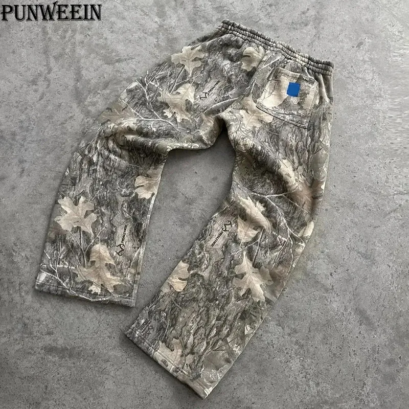 Y2K Baggy pants men vintage straight Elastic belt Camouflage Pattern pants Harajuku Hip Hop women Sweatpants wide leg trousers