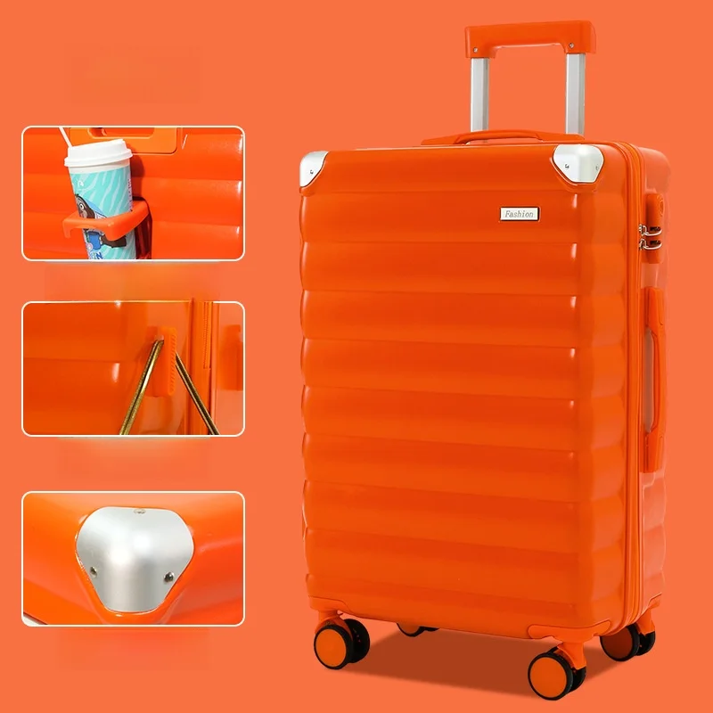 large-capacity-carry-on-suitcase-24-inch-women's-travel-bag-with-cup-holder-universal-wheels-casual-travel-polyester-bag
