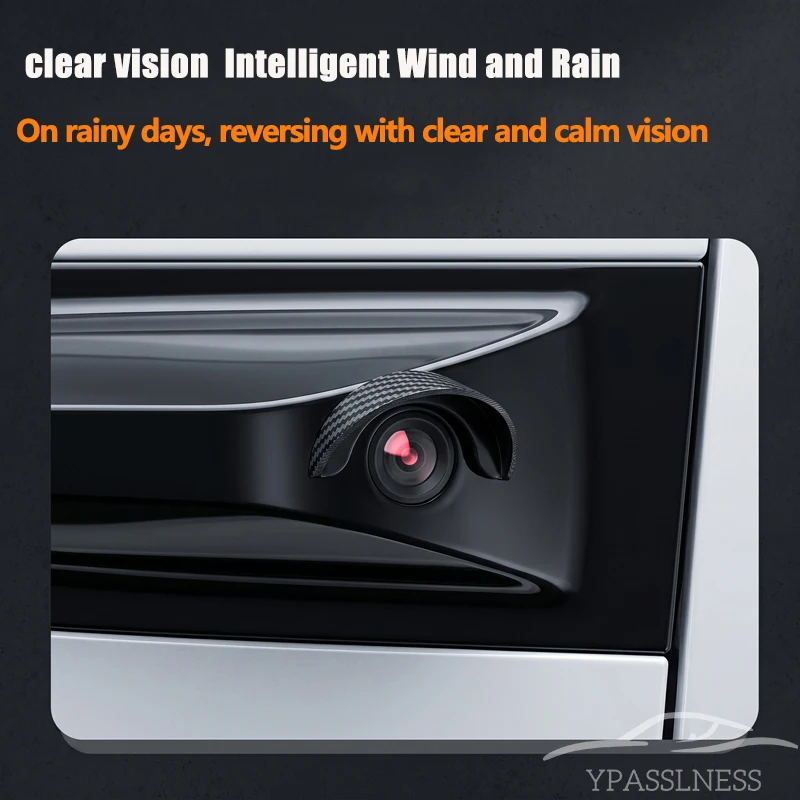 4/8 PCSUniversal Car Camera Protective Cover with Rain Shield, Imitation Carbon Fiber Rubber Lens Shade view 3