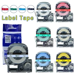 1PK 9/12/18/24mm Label Tape SS12KW SS18KW 24KW Labeling Ribbon Compatible for Epson LW-400 LW-300 LW-700 LC-4WBN9 Label Printer