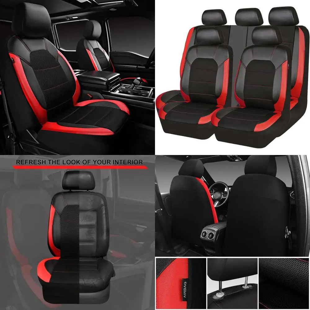 

Универсальные кожаные чехлы на автомобильные сиденья Sport подходят для большинства автомобилей, внедорожников, грузовиков и фургонов (полный комплект, черный, красный)