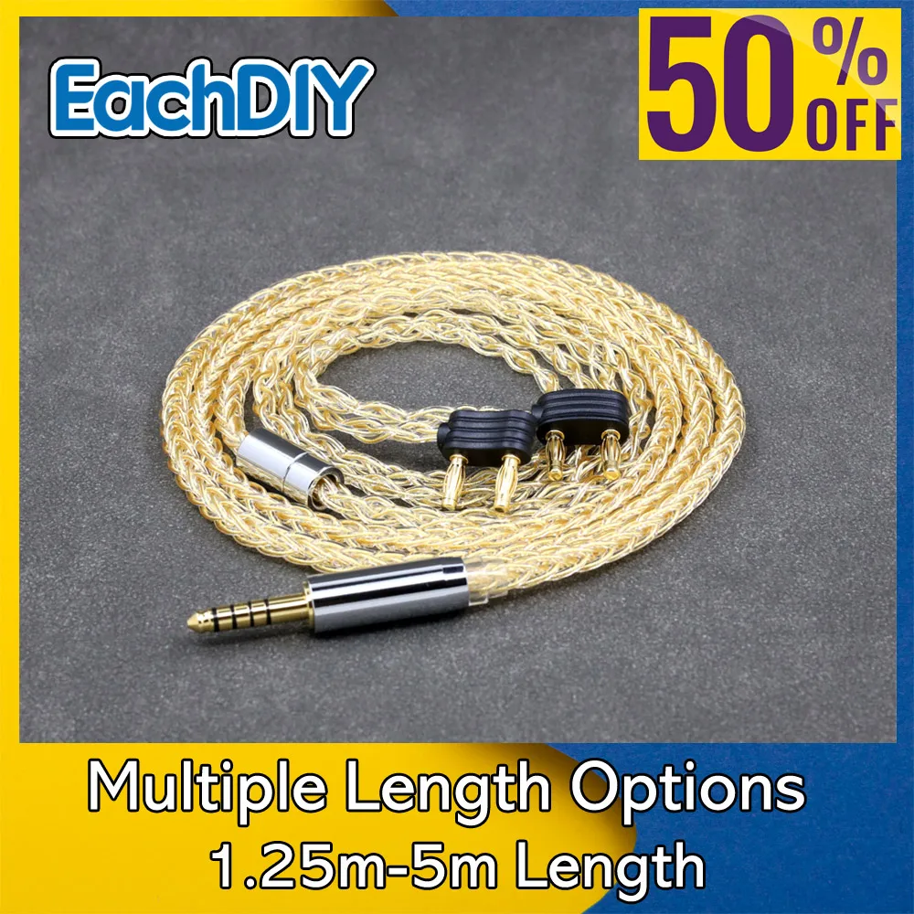 

8 Core 99% 7n Pure Silver 24k Gold Plated Earphone Cable For Austrian 800s ud701 The Composer Headphone 8808