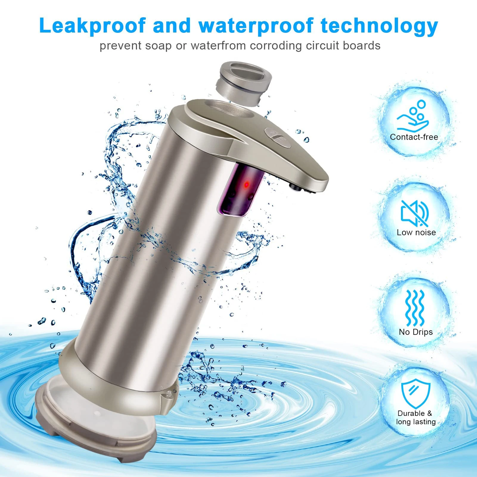 

Touchless Soap Dispenser Antibacterial Hand Washing Tool Stainless Steel Automatic Induction Soap Dispenser for Home Hotel