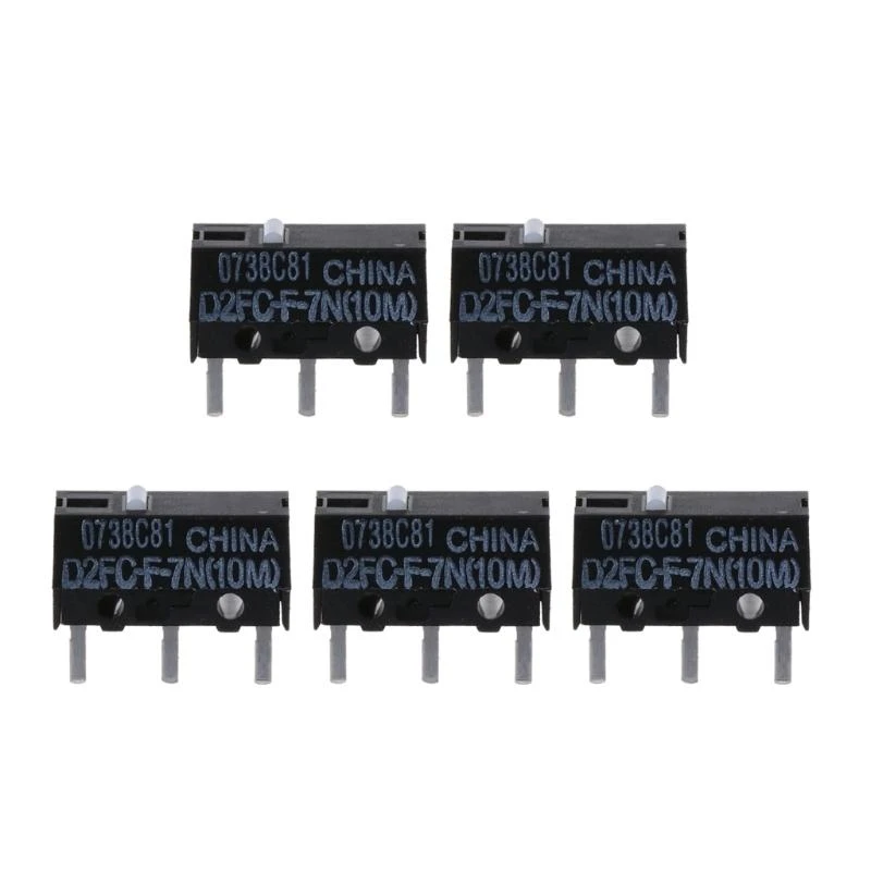 090F 5pcs Оригинальный мышиный микроэлемент Micro-переключатель Micro кнопка белая точка D2FC-F-7N Переключатели