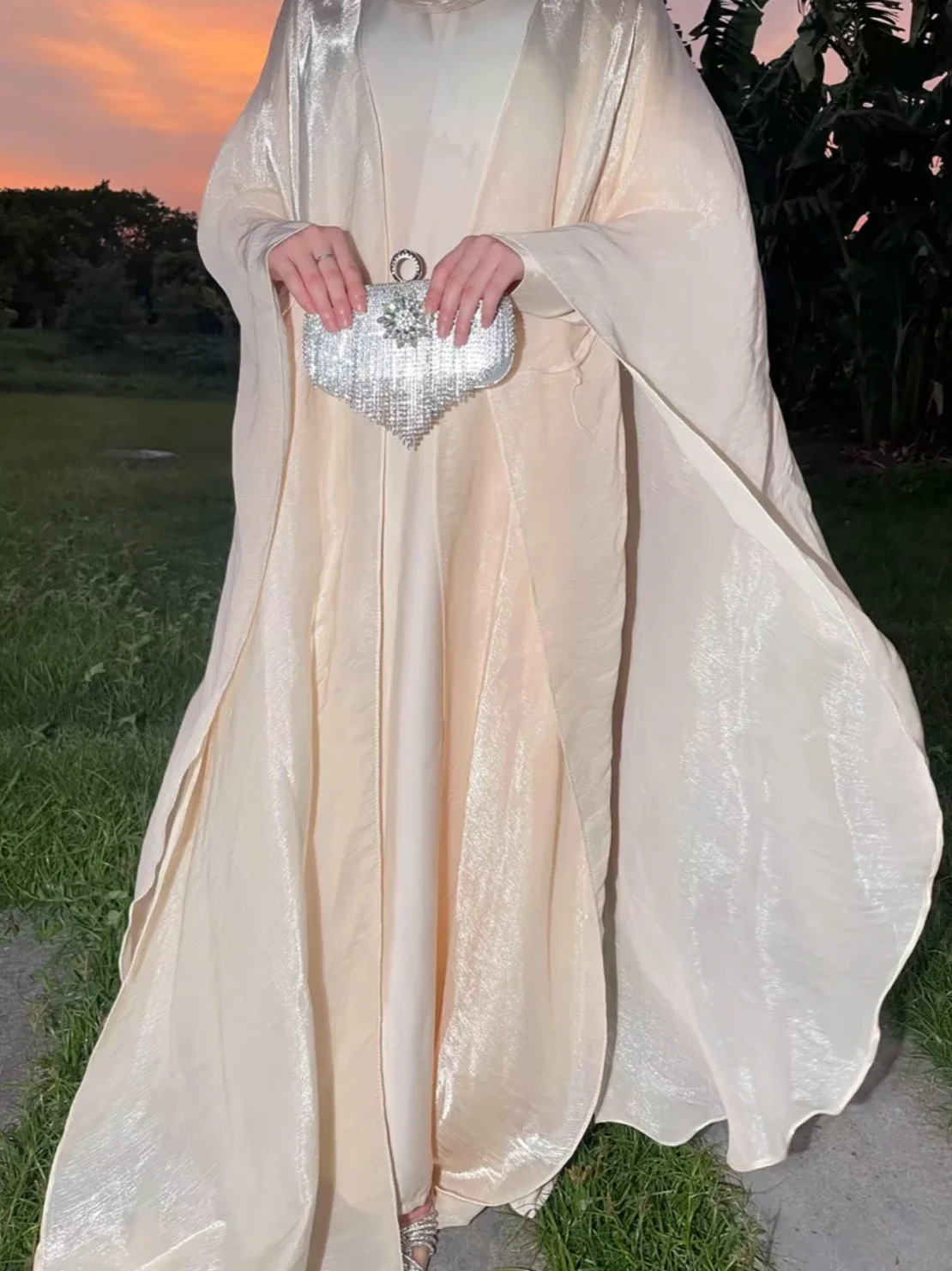 

Eid Ramadan 2 Piece Set for Muslim Women Sliky Abaya with Dress Party Musulman Ensembles Dubai Outfit Sets Robe Jalabiya 2026