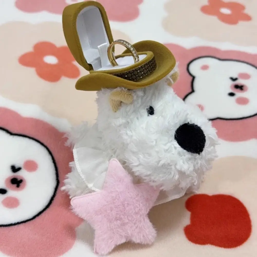 

Kawaii Display Plush Puppy Doll Ring Box Stuffed Plush Wedding Ring Case Cartoon Cute Couple Rings Holder Valentine's Day Gift