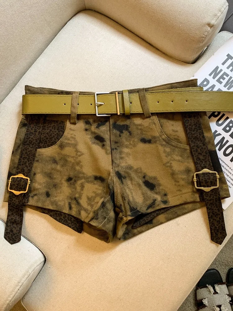 Low Waist Leopard Print American Hot Girl Design Jeans Shorts Women Summer New Loose Slim Straight Leg Pants Hot Shorts