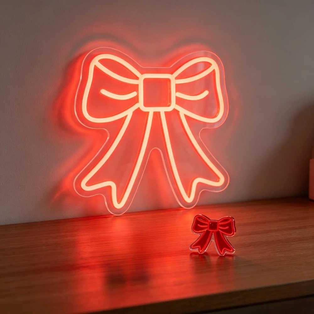 Bow Neon Light Dimmable LED USB Neon Light for Girl Bedroom Valentine Party Flower Shop Window Home Decor Birthday Festival Gift