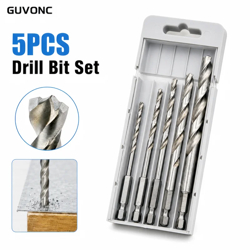 5Pcs HSS Twist Drill Bit Set 1/4