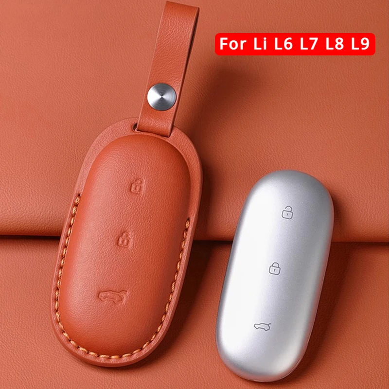 

For Li LiXiang L6 L7 L8 L9 2022 2023 2024 Leather Car Key Case Shell Keychain for Leading Ideal Lixiang One L9 L8 L7 L6 Key Case