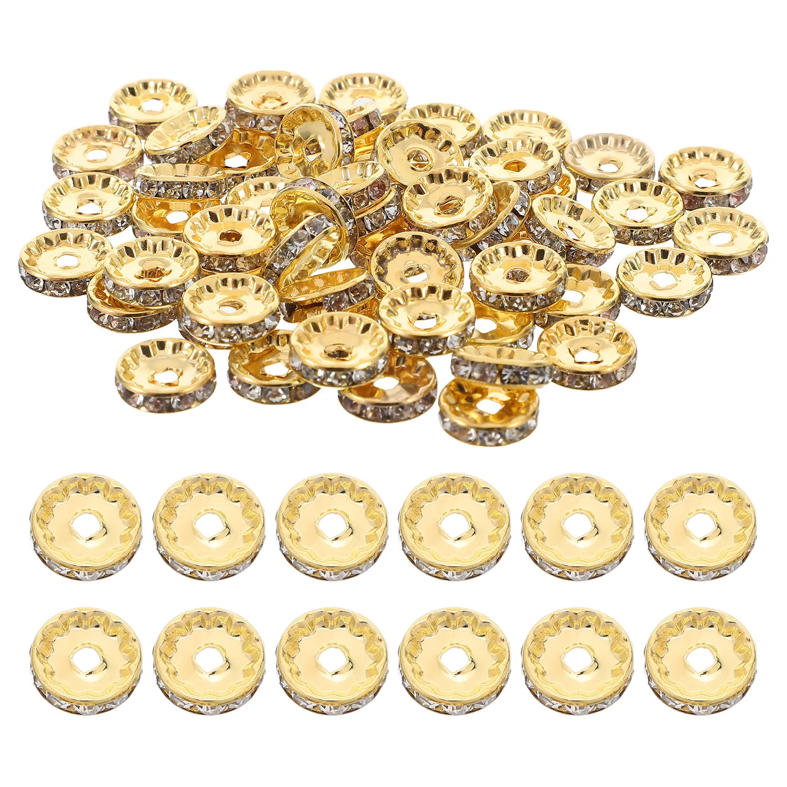 

100 шт. серебристых трубчатых бусин-разделителей с крупными отверстиями и стразами для изготовления украшений, браслетов, ручек, хрустальных шармов