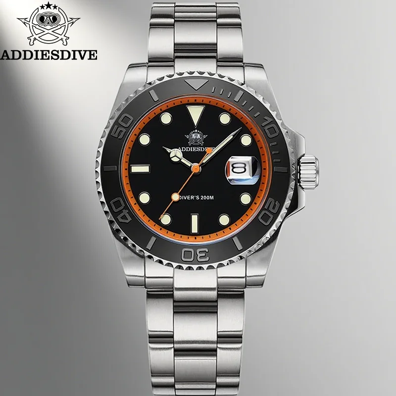 

ADDIESDIVE мужские часы с классическим безелем из нержавеющей стали 200 м водонепроницаемые часы для дайвинга BGW9 светящиеся кварцевые часы Relogio Masculino