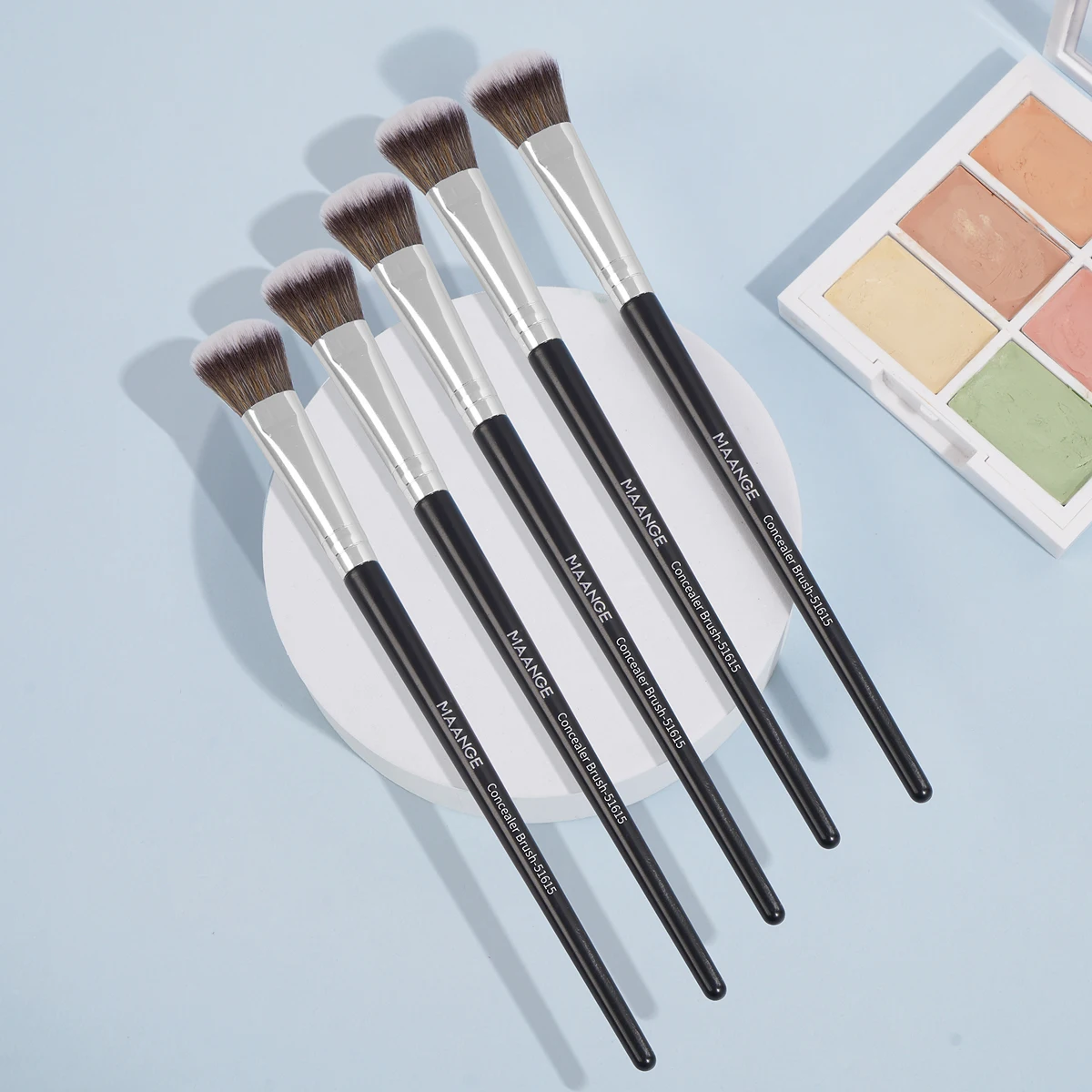 MAANGE-brocha de maquillaje para base correctora, brocha de colorete de contorno impecable debajo de los ojos, herramientas de maquillaje cosmético de fibra suave, 5 unids/set