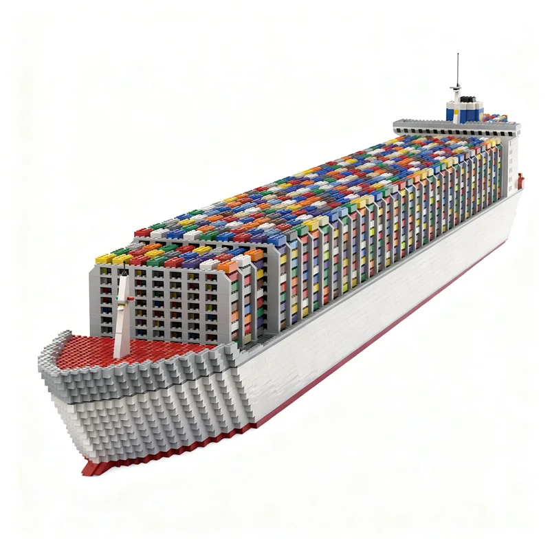 14249pcs MOC Boat Container Ship V2 Partially Modular Model Building Blocks Toys Christmas Gift Construction Brick Education