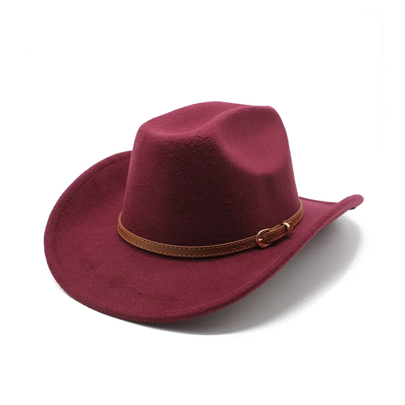 Aliexpress Cross-border New Arrival Western Cowboy Hat Woolen Hat Broad-brimmed Hat Ethnic Minority Style Fedora Hat