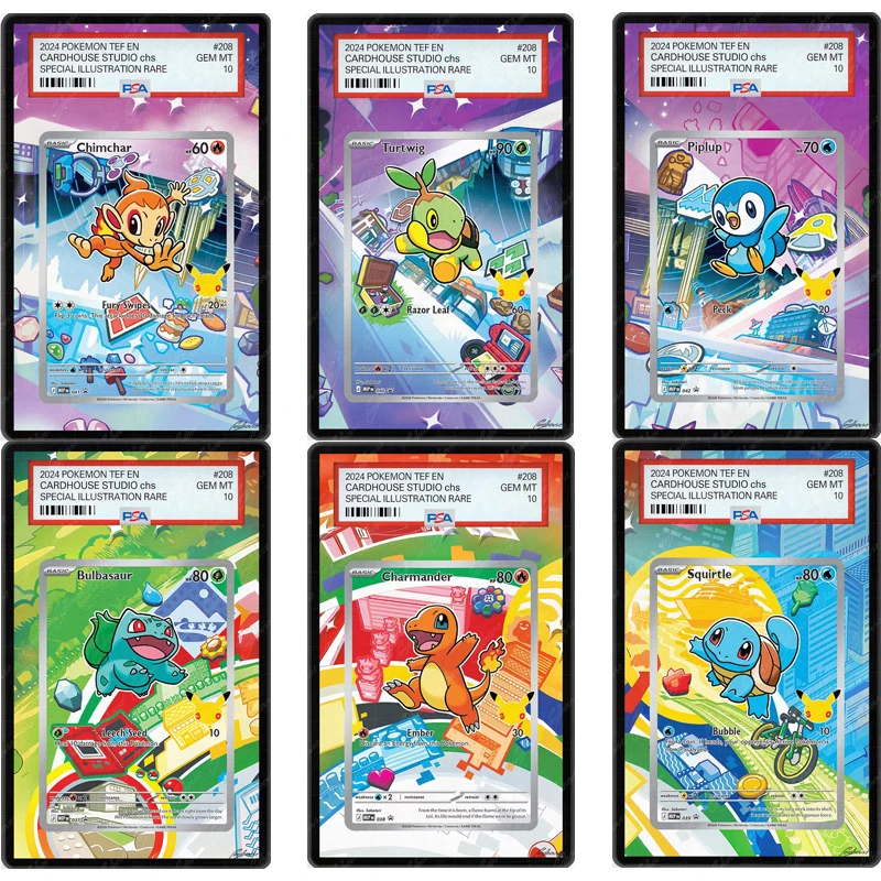 Vitrine acrílica para squirtle bulbasaur popplio tcg pkm 30th aniversário ilustração caixa de armazenamento de cartão raro rack de exibição
