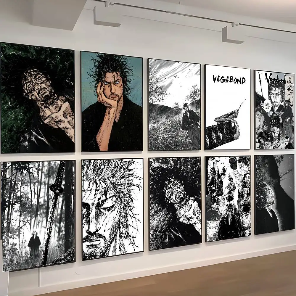 Manga Miyamoto Musashi Vagabond Whitepaper Poster Waterproof Paper Sticker Coffee House Bar Aesthetic Art Wall Painting