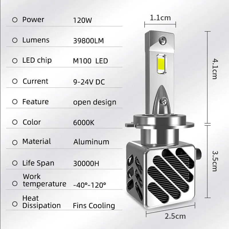 2pcs 120W H7 LED H8 H11 H1 H3 led headlight 9005 9006 9012 hir2 led car headlamp hb3 led hb4 led h13 led bulb 9007 LED headlight