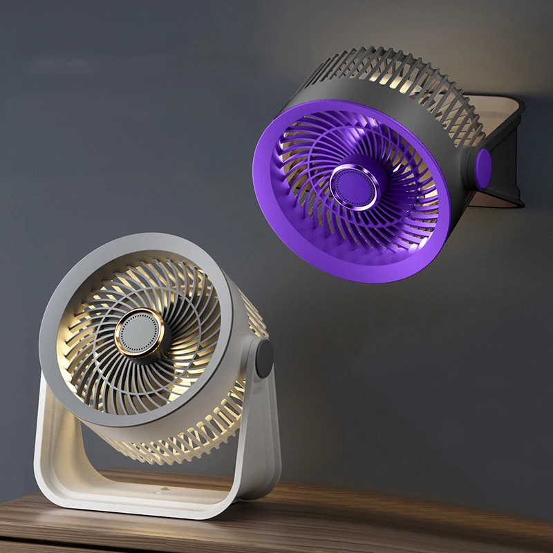 Desktop 3 Tingkat Pendingin Udara Sirkulasi Kecepatan Tinggi Terpasang Di Dinding USB Pengisian Ulang Kipas Pendingin Tanpa Bilah Dapur Rumah Kantor