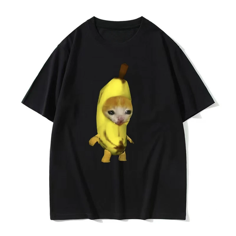 

Popular Banana cat El Gato Meme graphic fun cat retro Harajuku fashion Street wear summer men women universal T-shirt