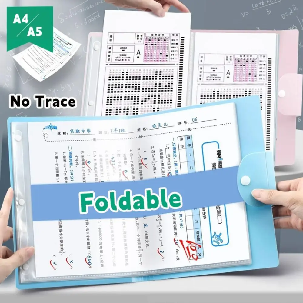 Nuova cartella di file da A5 a A4, borsa di file pieghevole impermeabile, clip di archiviazione per carta da esame di grande capacità, ufficio scolastico