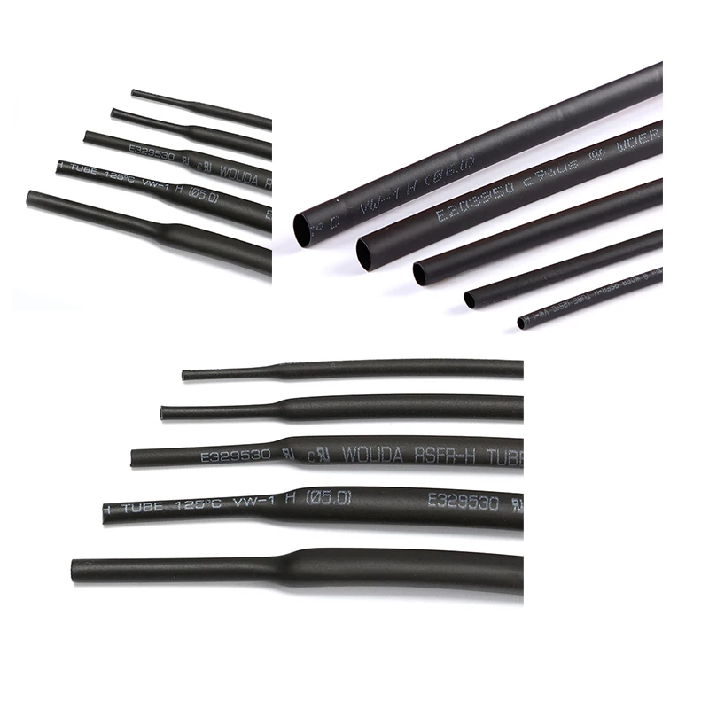 1lot=8pcs Heatshrink Heat Shrink Tube Transparent + Black Insulation Sleeves Wire Wrap Cable Kit 6 Size 2mm/3MM/4MM/5MM/6MM/8MM
