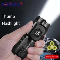 Powerful Mini LED Flashlight USB Rechargeable Torch Super Bright Cap Clip Lamp Light Camping Lantern Built-in Battery Waterproof