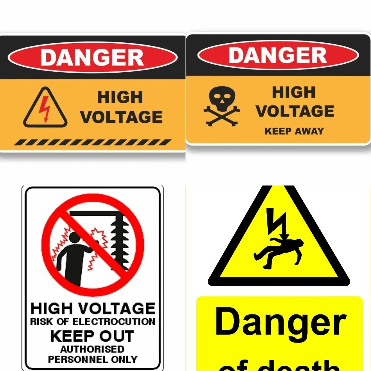 

High Voltage Risk of Electrocution Sticker Keep Out Authorised Personnel Only Waterproof Reflective Sunscreen