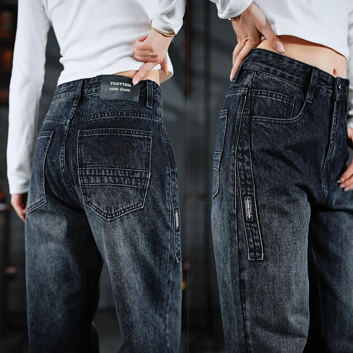

High-End Wear-Resistant Men's Jeans American Sle Autumn Winter New Retro Casual Versatile Waed Straight Leg Pants