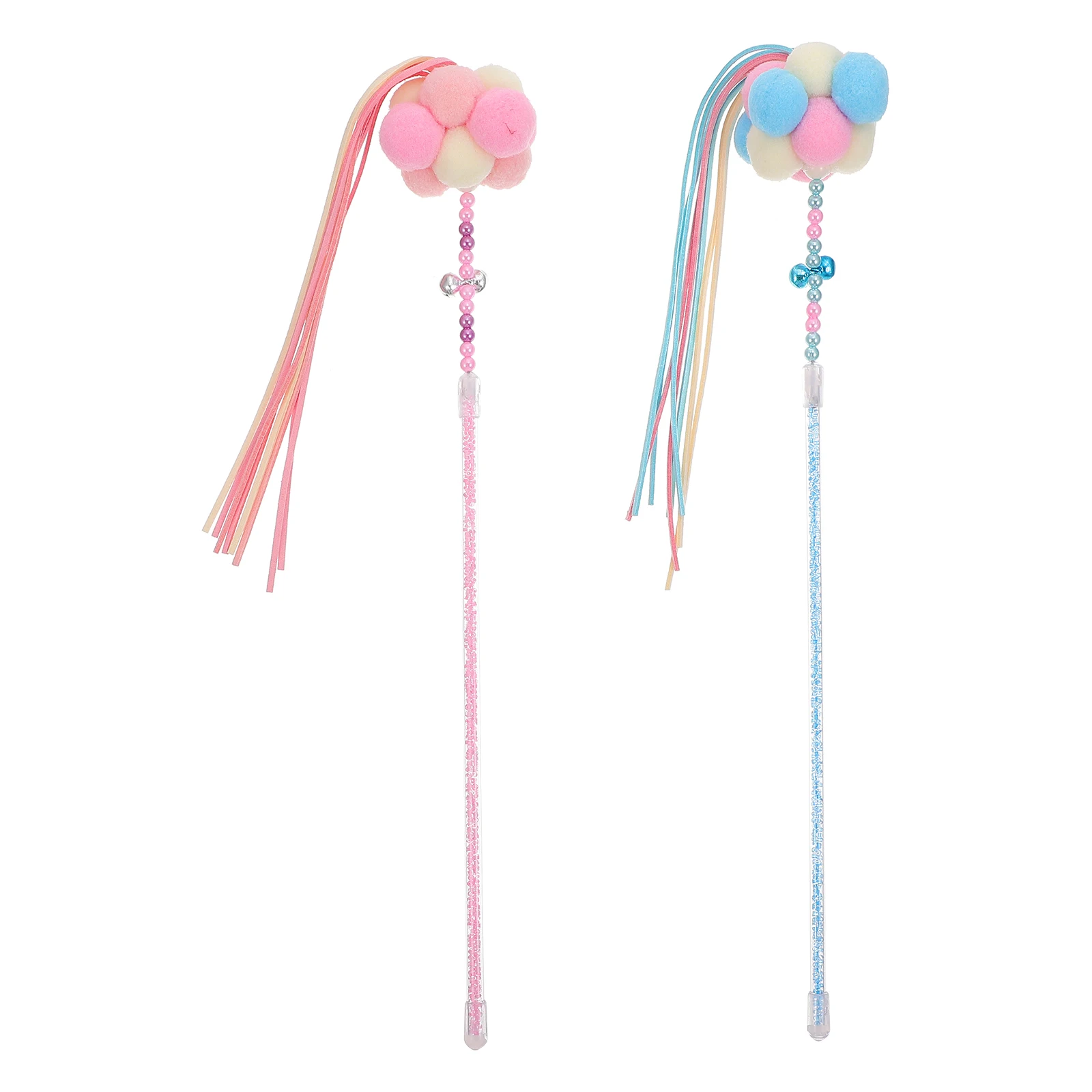 

2 Pcs Cat Stick Durable Plastic Toy Kitten Interactive Teaser Pet Playing Rods Keeps Healthy Increases Activity Reduces Boredom