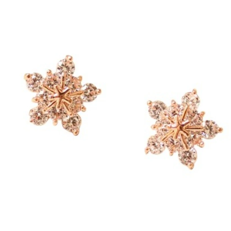 

Micro-inlaid zircon rhinestone snowflake stud earrings, exquisite flash diamond commuting without pierced ear clips