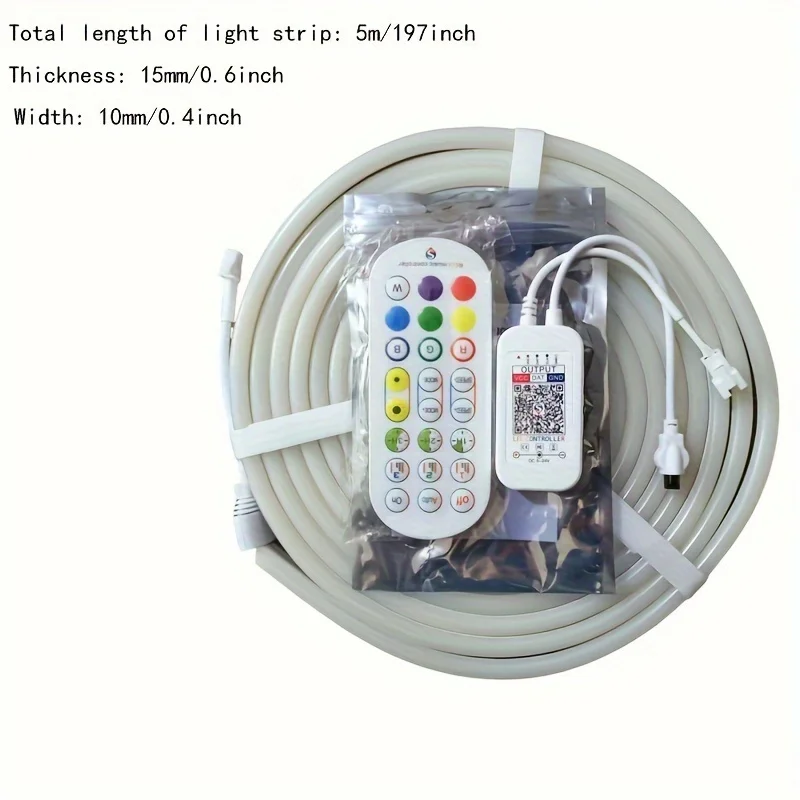 LED light strip with 12V RGBIC neon light, 10 * 15mm length, 5 meters, can be used for monochrome and multi-color eye protection