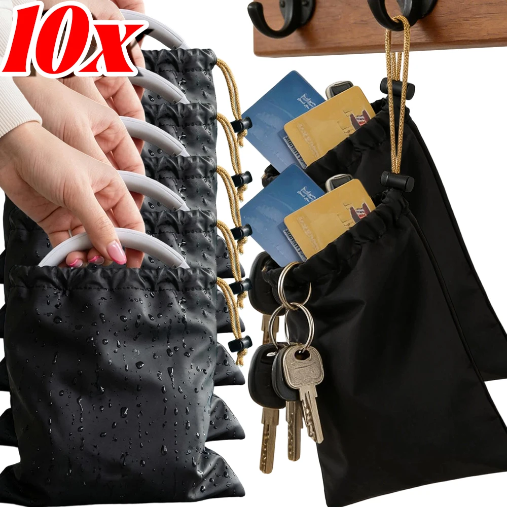 1-10Pcs Waterproof Drawstring Bag Pouch Headset Headphone Data Cable Packaging Storage Bag Black Soft Portable Sack Travel Use