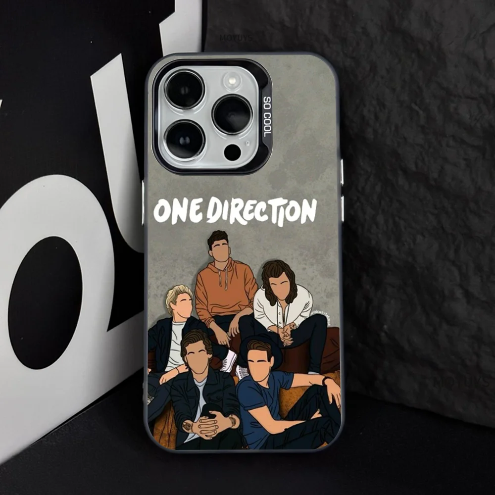 Band O-One Direction Phone Case IMD Color Silver Shell For IPhone 16 15 14 13 12 Pro Max Plus